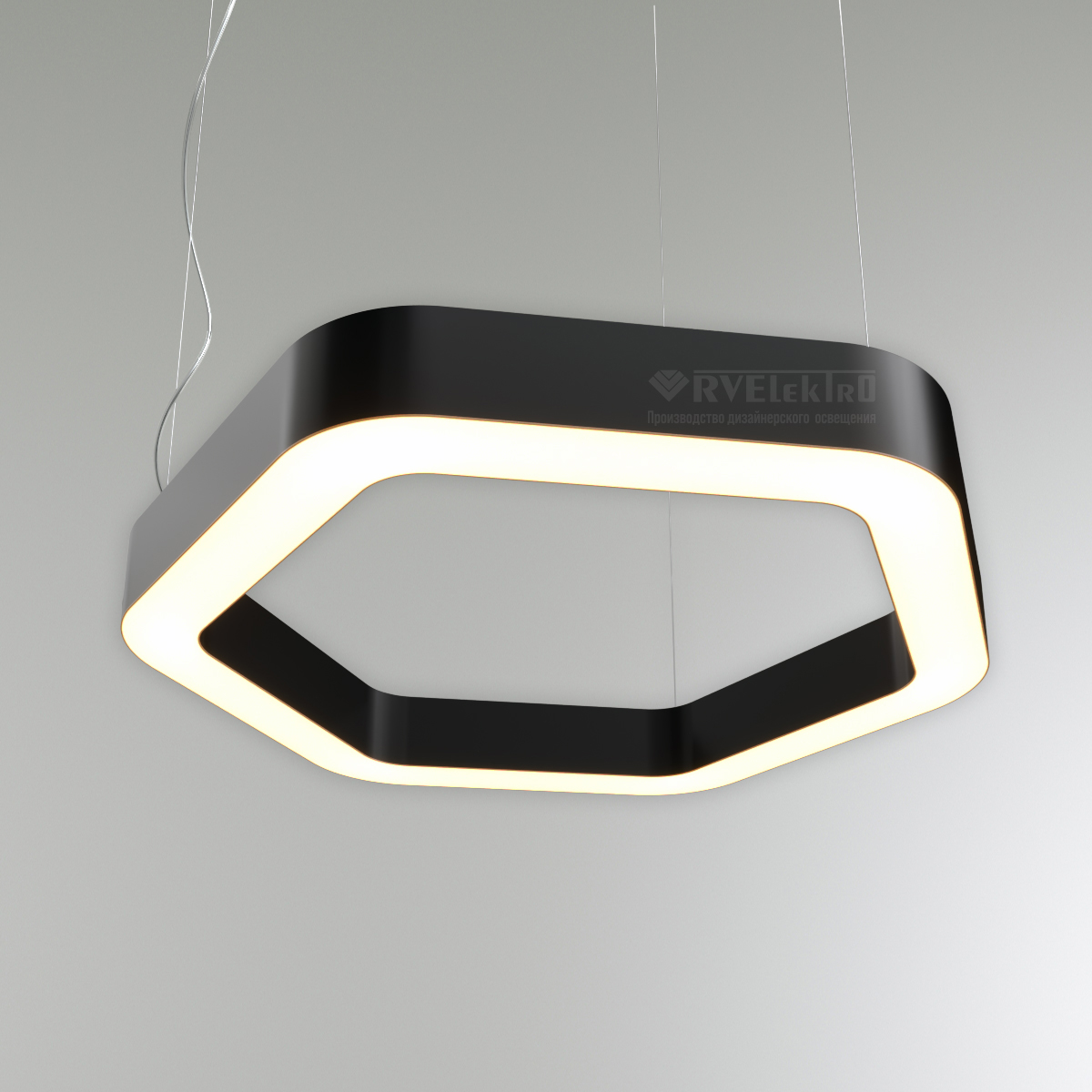 Светильник светодиодный RVE-LBX-HOLE-HEXA-SOFT-800-P (Шестиугольник закругленный с отверстием 800х736х100мм S80мм 54Вт Подвесной 4000К Белый)