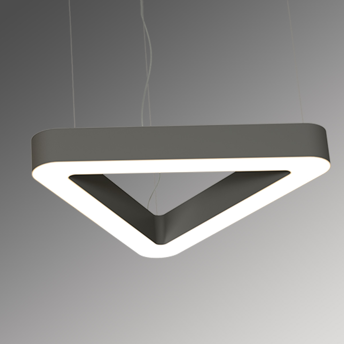 Светильник светодиодный RVE-LBX-HOLE-TRIO-SOFT-400-P (Треугольник закругленный с отверстием 400х356х100мм S80мм 24Вт Подвесной 4000К Белый)