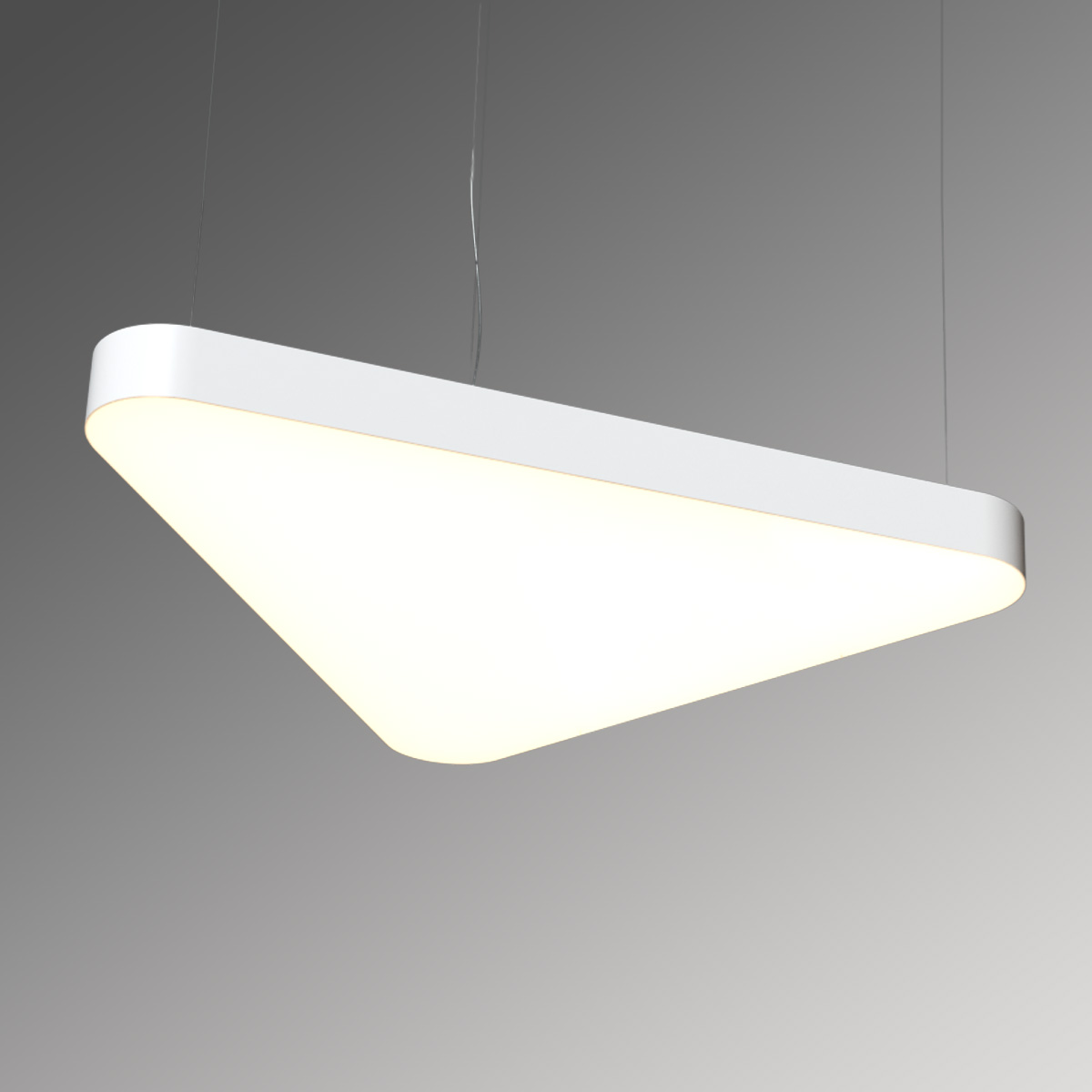 Светильник светодиодный RVE-LBX-TRIO-SOFT-600-P (Треугольник закругленный 600х534х100мм 29Вт Подвесной 4000К Белый)