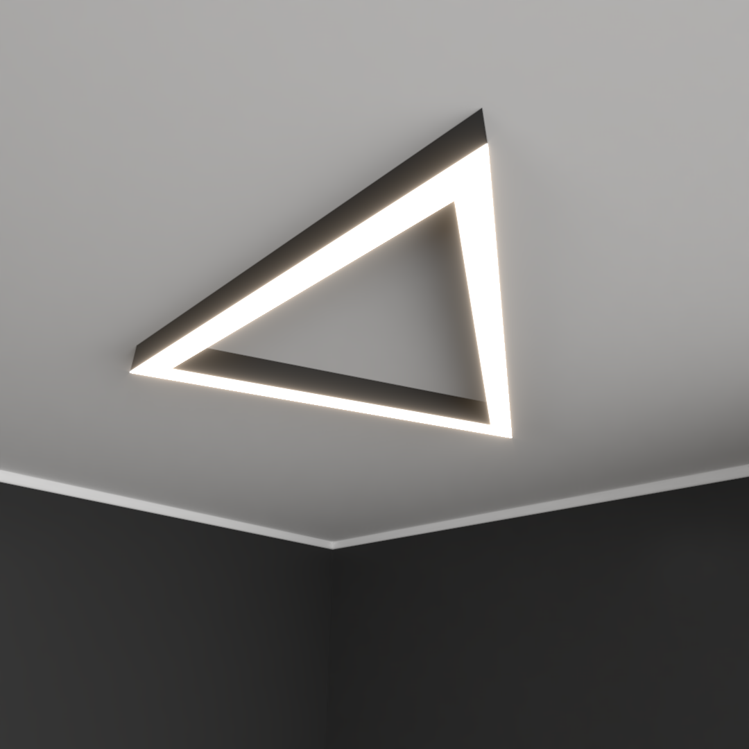 Светильник светодиодный RVE-LBX-HOLE-TRIO-1200-N (Треугольник с отверстием 1200х1039х100мм S80мм 80Вт Накладной 4000К Белый)