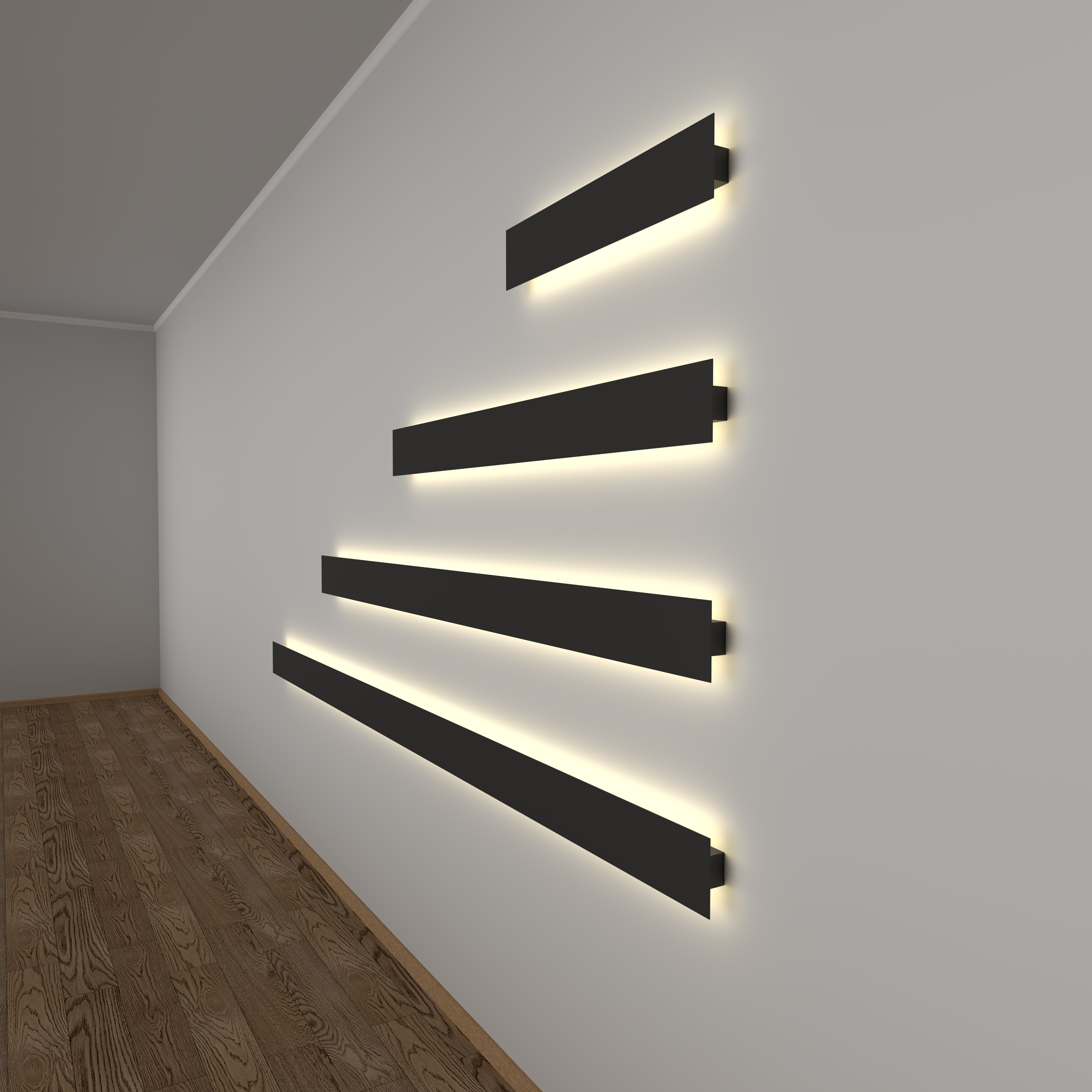 Светильник светодиодный RVE-PLS-MIKA-500-N (Бра линейный 500х96х35мм 12Вт Накладной 4000K черный)