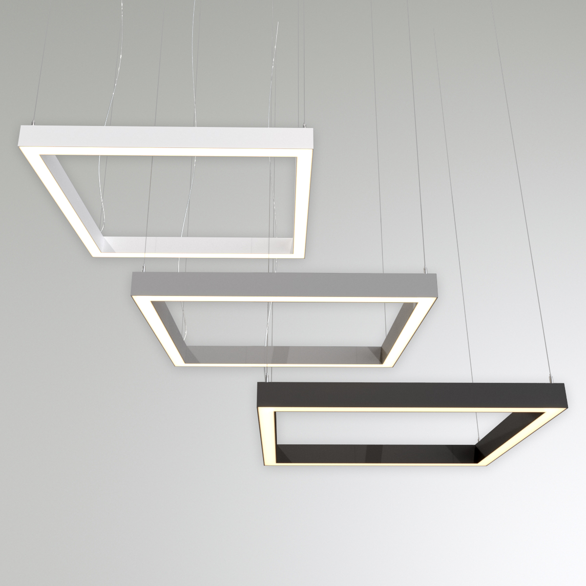 Светильник светодиодный RVE-PLS5070-BOX-1971-P (Квадрат 1971х1971х70мм сегмент 1971мм 50х70мм 209Вт Подвесной 4000К Серый RAL9006 МУАР)