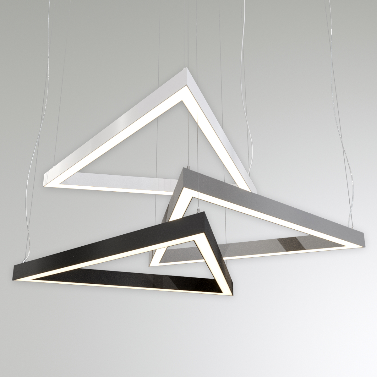 Светильник светодиодный RVE-PLS5070-TRIO-1055-P (Треугольник 1055х914х70мм сегмент 1055мм 50х70мм 78Вт Подвесной 4000К Серый RAL9006 МУАР)