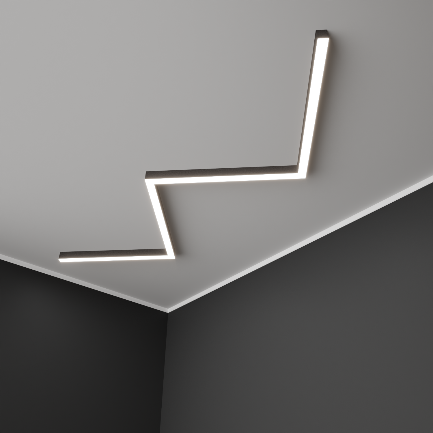 Светильник светодиодный RVE-PLS5070-BARRE-M-684-N (Зигзаг M 684х224х70мм сегмент 267мм 50х70мм 23Вт Накладной 4000К Серый RAL9006 МУАР)