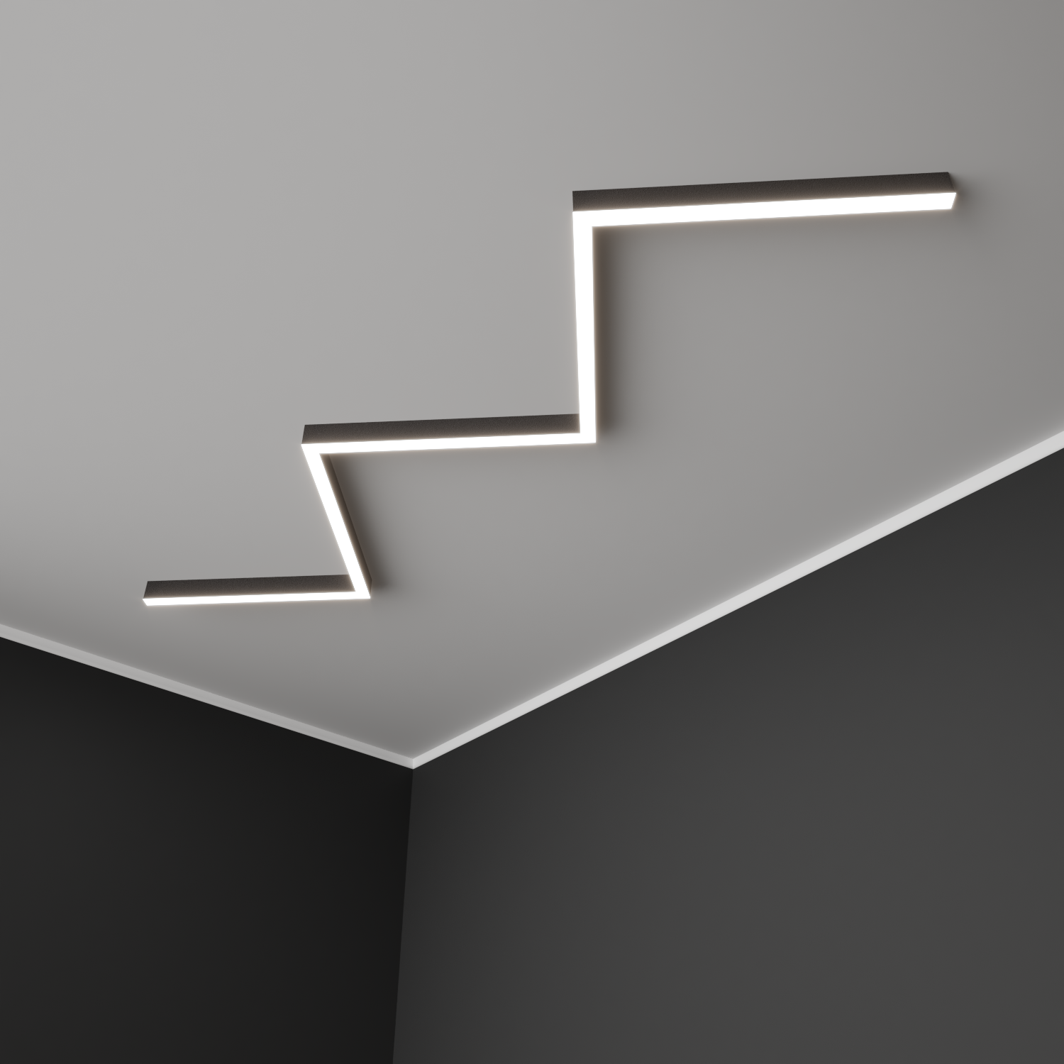 Светильник светодиодный RVE-PLS5070-BARRE-Z-838-N (Зигзаг Z 838х224х70мм сегмент 267мм 50х70мм 29Вт Накладной 4000К Серый RAL9006 МУАР)