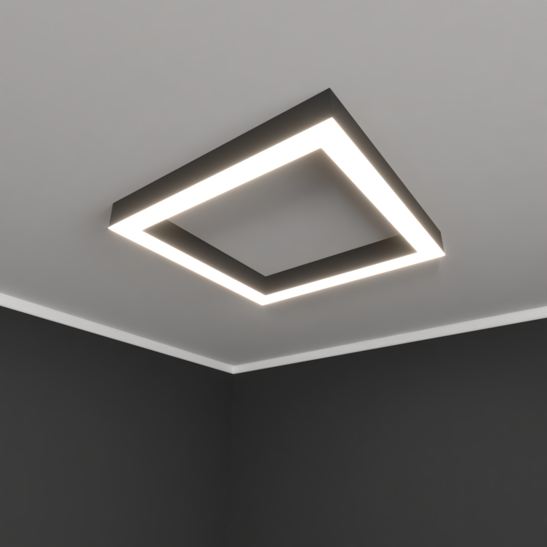 Светильник светодиодный RVE-LBX-HOLE-BOX-700-N (Квадрат с отверстием 700х700х100мм S80мм 63Вт Накладной 4000К Белый)