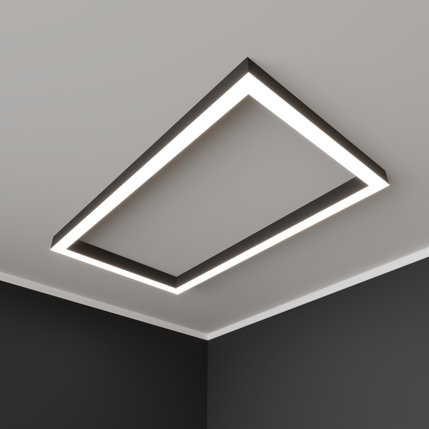 Светильник светодиодный RVE-PLS5070-CUADRO-531-N (Прямоугольник 531х291х70мм сегмент 411мм 50х70мм 39Вт Накладной 4000К Серый RAL9006 МУАР)