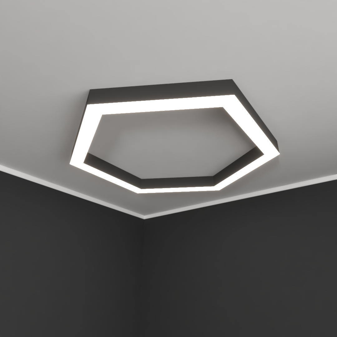 Светильник светодиодный RVE-LBX-HOLE-HEXA-1200-N (Шестиугольник с отверстием 1200х1039х100мм S80мм 83Вт Накладной 4000К Белый)