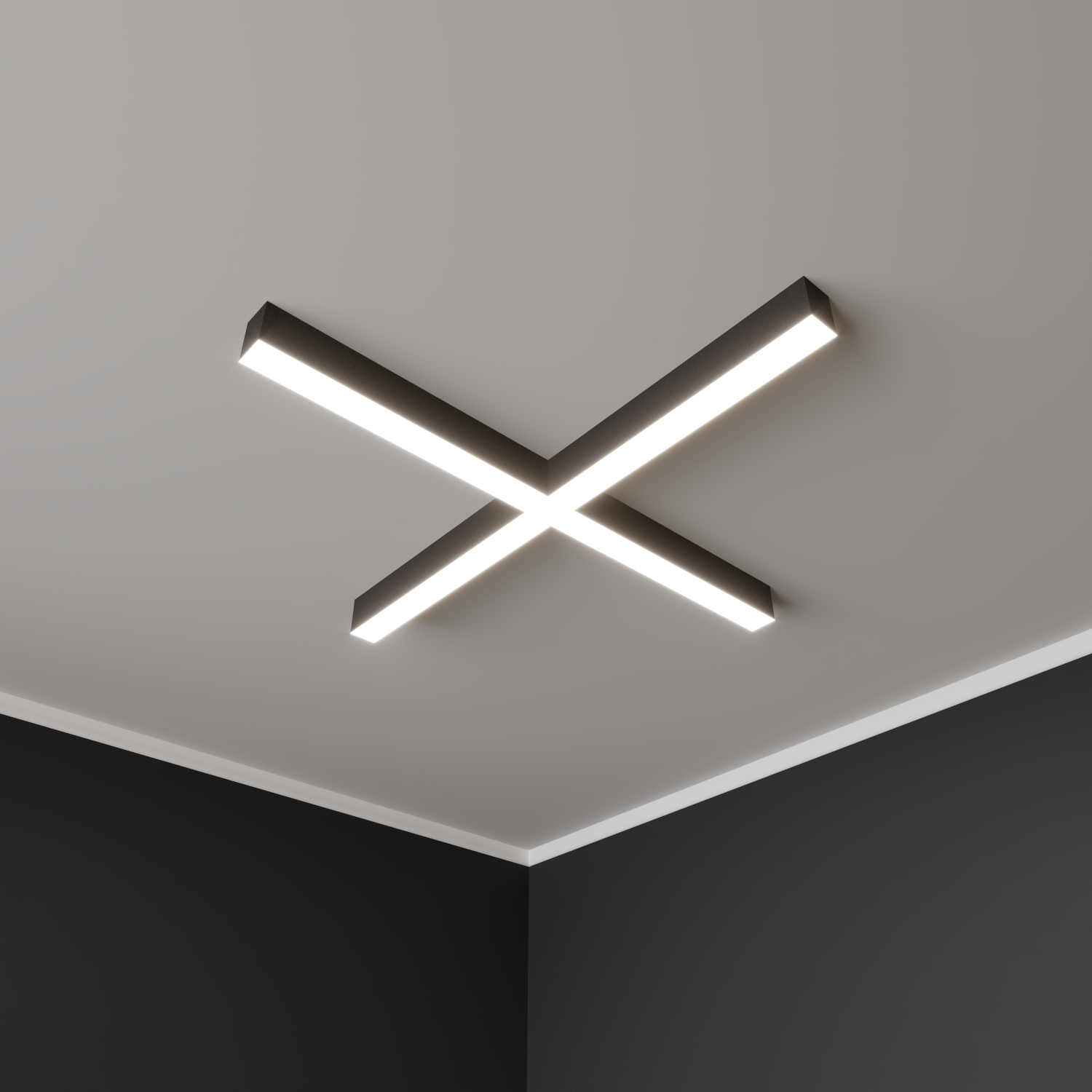Светильник светодиодный RVE-PLS5070-KRESCENT-1465-N (Крест 1465х1465х70 мм сегмент 733мм 50х70мм 78Вт Накладной 4000К Серый RAL9006 МУАР)
