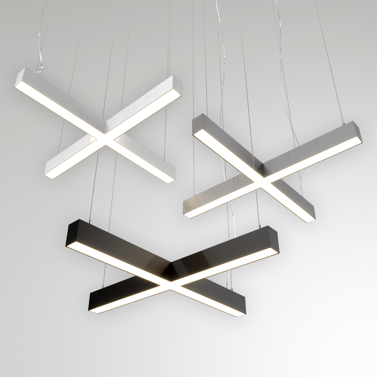 Светильник светодиодный RVE-PLS5070-KRESCENT-1465-P (Крест 1465х1465х70 мм сегмент 733мм 50х70мм 78Вт Подвесной 4000К Серый RAL9006 МУАР)