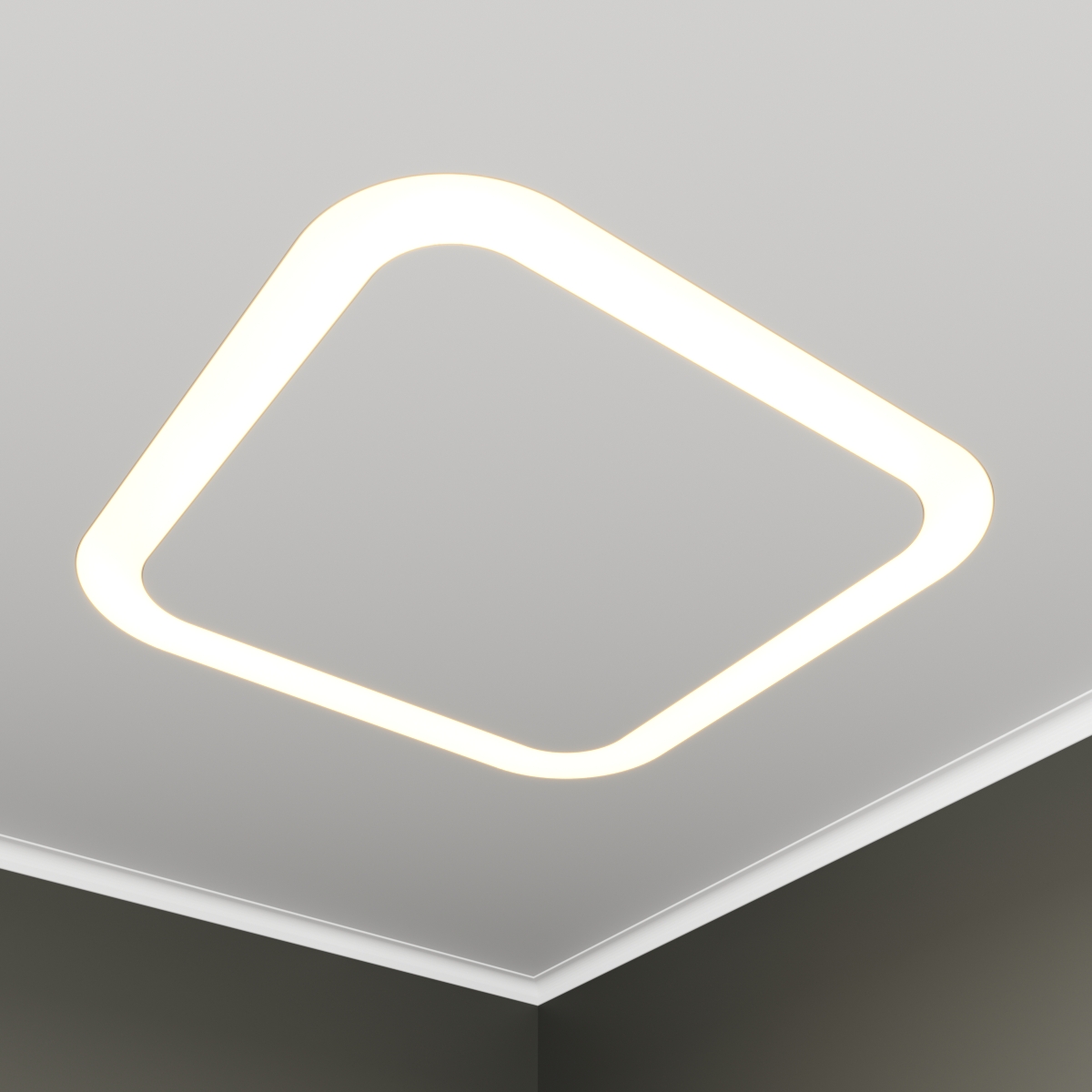 Светильник светодиодный RVE-LBX-HOLE-BOX-SOFT-946-VG (Квадрат закругленный с отверстием 946х946х110мм S80мм 76Вт встраиваемый под шпаклевку 4000K Белый)