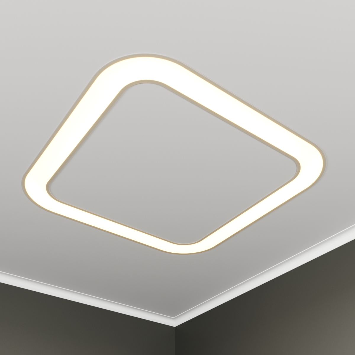 Светильник светодиодный RVE-LBX-HOLE-BOX-SOFT-630-V (Квадрат закругленный с отверстием 630х630х100мм S80мм 50Вт встраиваемый 4000K Белый)