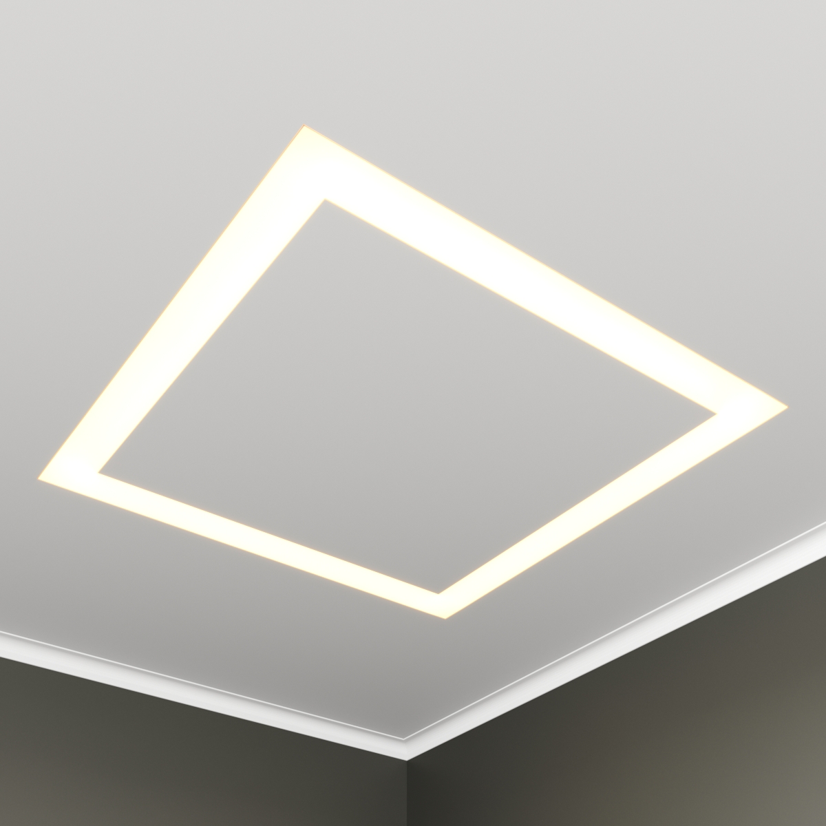 Светильник светодиодный RVE-LBX-HOLE-BOX-1446-VG (Квадрат с отверстием 1446х1446х110мм S80мм 136Вт встраиваемый под шпаклевку 4000K Белый)