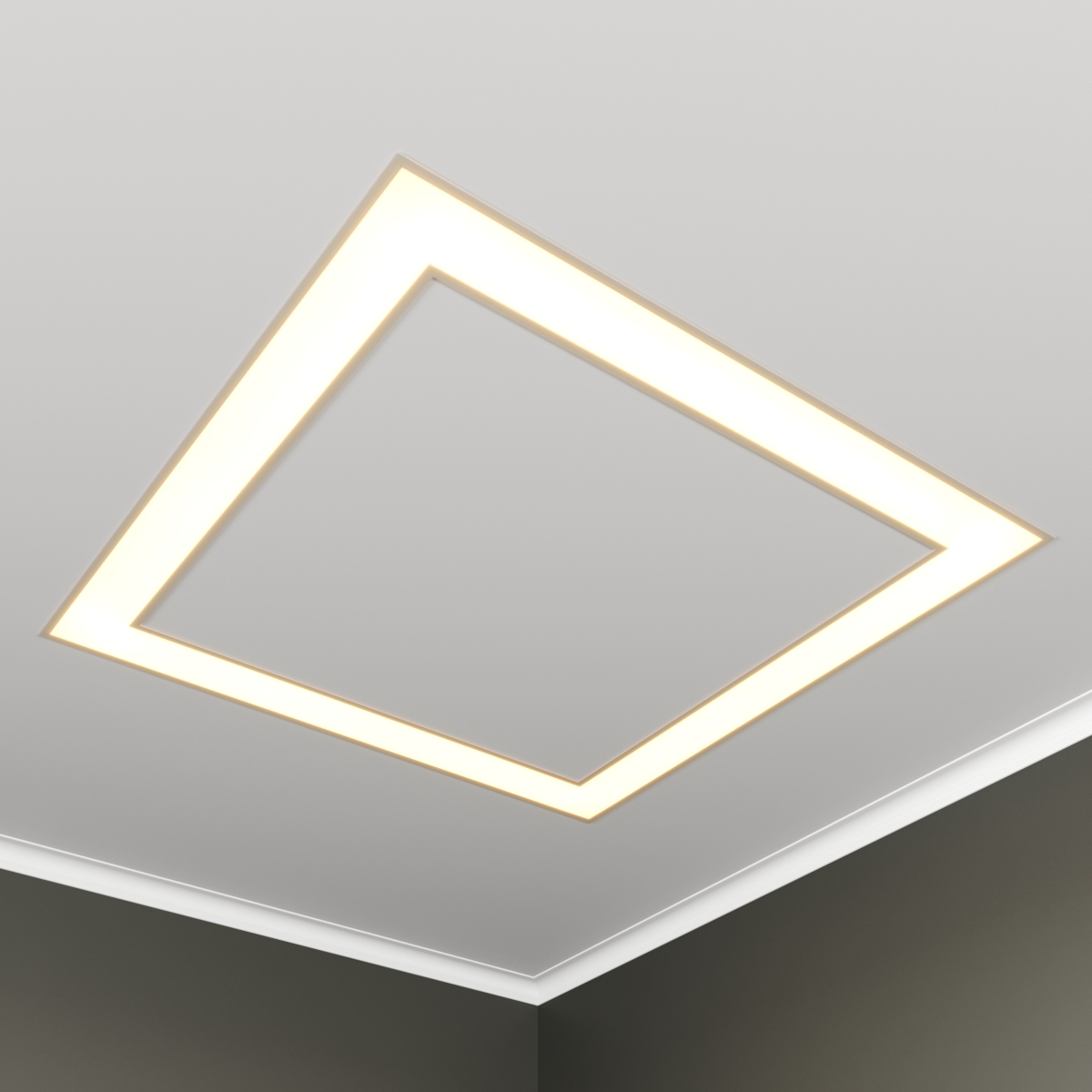 Светильник светодиодный RVE-LBX-HOLE-BOX-530-V (Квадрат с отверстием 530х530х100мм S80мм 44Вт встраиваемый 4000K Белый)