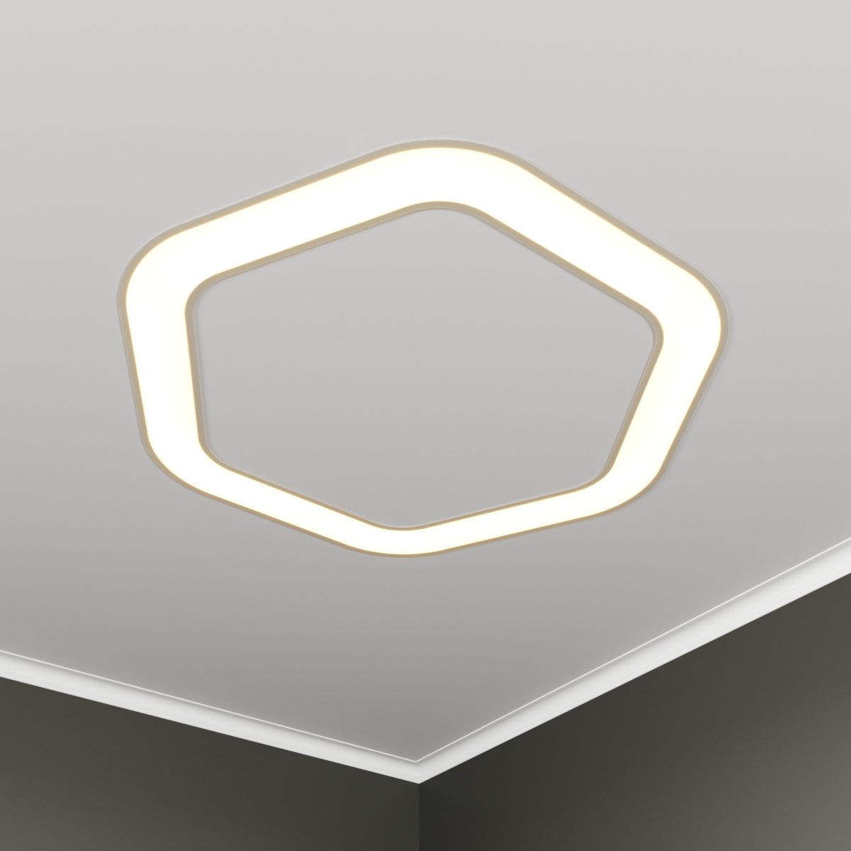 Светильник светодиодный RVE-LBX-HOLE-HEXA-SOFT-830-V (Шестиугольник закругленный с отверстием 830х766х100мм S80мм 54Вт встраиваемый 4000K Белый)