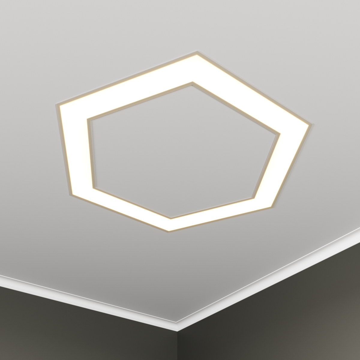 Светильник светодиодный RVE-LBX-HOLE-HEXA-830-V (Шестиугольник с отверстием 830х723х100мм S80мм 54Вт встраиваемый 4000K Белый)