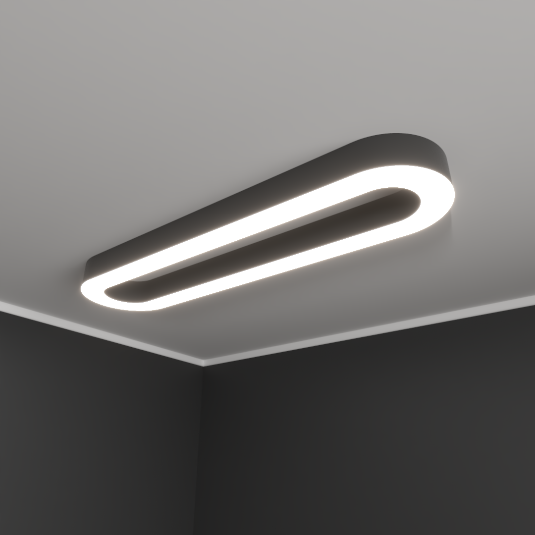 Светильник светодиодный RVE-LBX-HOLE-LARGO-2600-N (Овал с отверстием 2600х350х100мм S80мм 136Вт Накладной 4000К Белый)