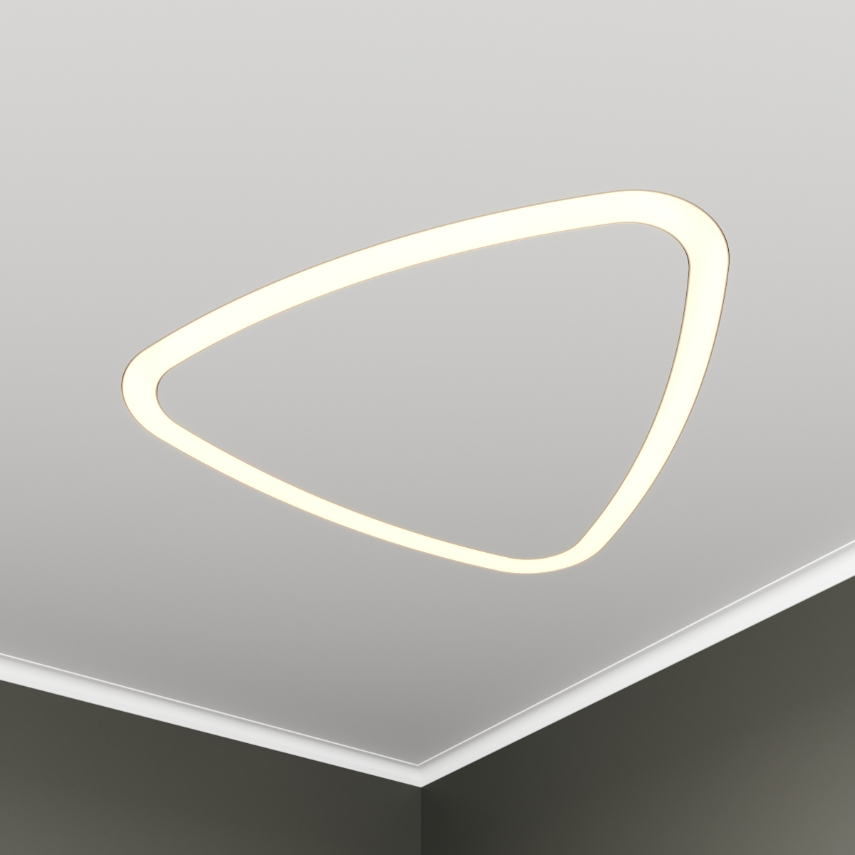 Светильник светодиодный RVE-LBX-HOLE-LITUS-646-VG (Треугольник Рело закругленный с отверстием 646х616х80мм S50мм 40Вт встраиваемый под шпаклевку 4000K Белый)