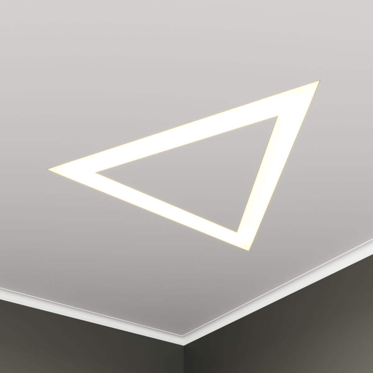 Светильник светодиодный RVE-LBX-HOLE-TRIO-1996-VG (Треугольник с отверстием 1996х1735х110мм S80мм 141Вт встраиваемый под шпаклевку 4000K Белый)