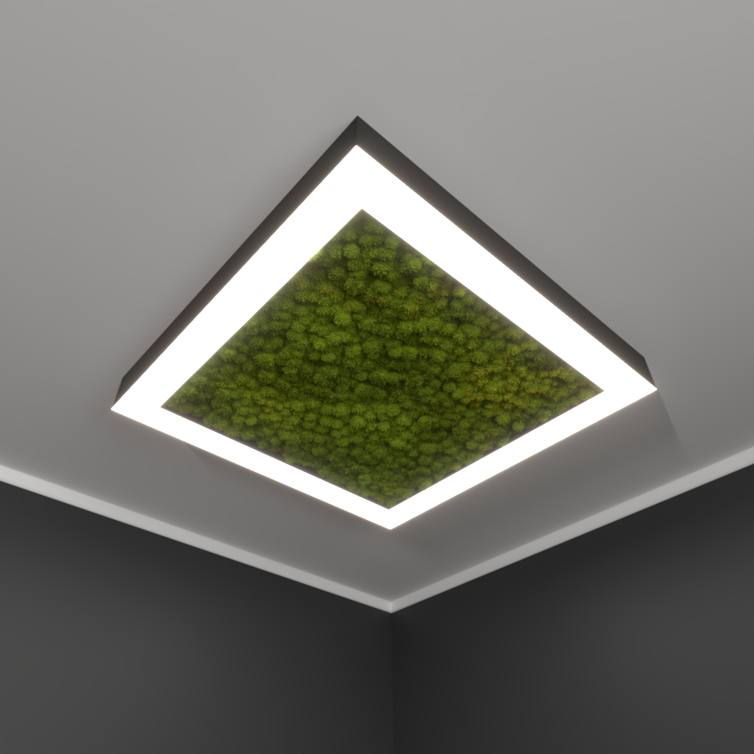 Светильник светодиодный RVE-LBX-MOSS-BOX-1200-N (Квадрат с отверстием 1200х1200х100мм S80мм 116Вт Накладной 4000К Белый)