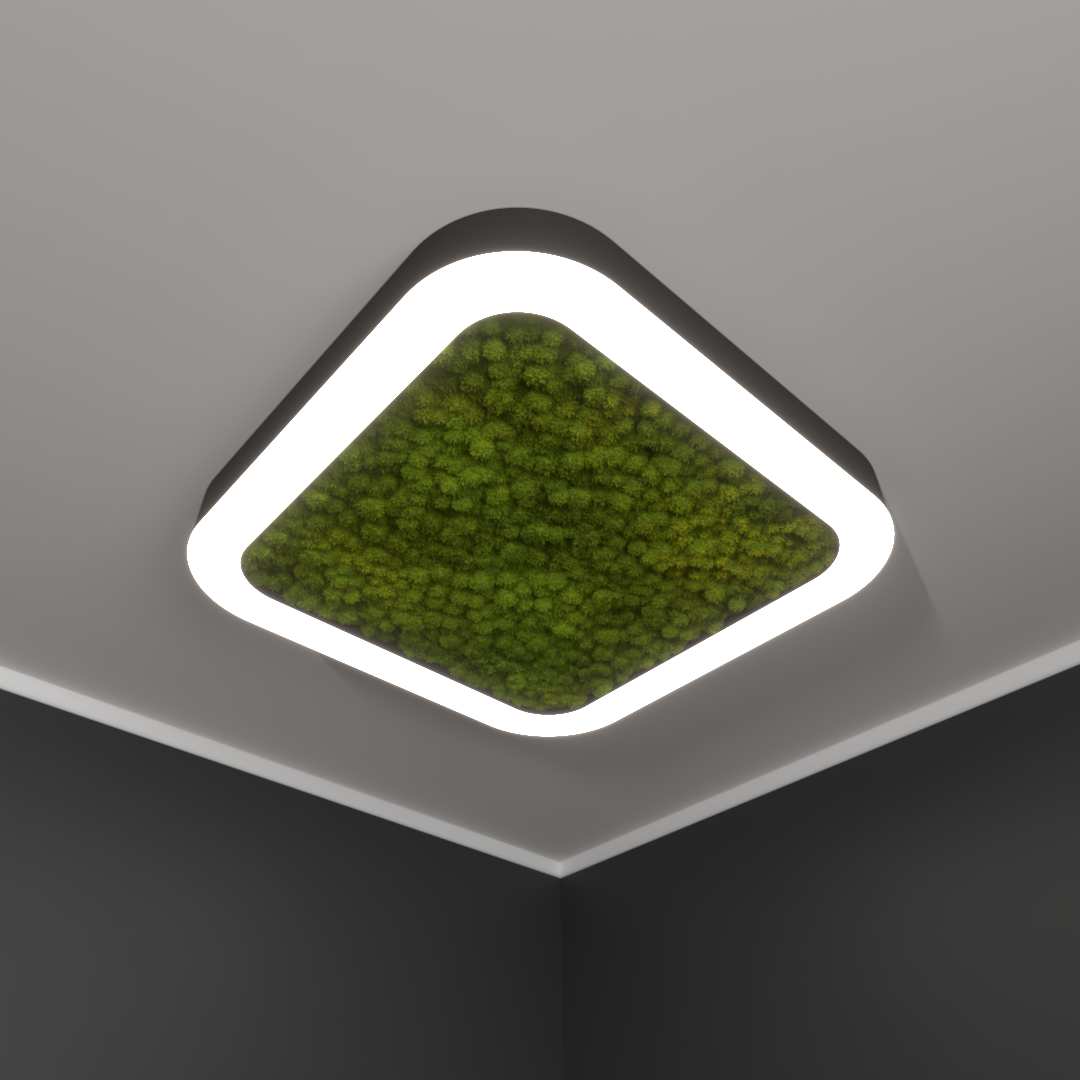 Светильник светодиодный RVE-LBX-MOSS-BOX-SOFT-800-N (Квадрат закругленный с отверстием 800х800х100мм S80мм 67Вт Накладной 4000К Белый)