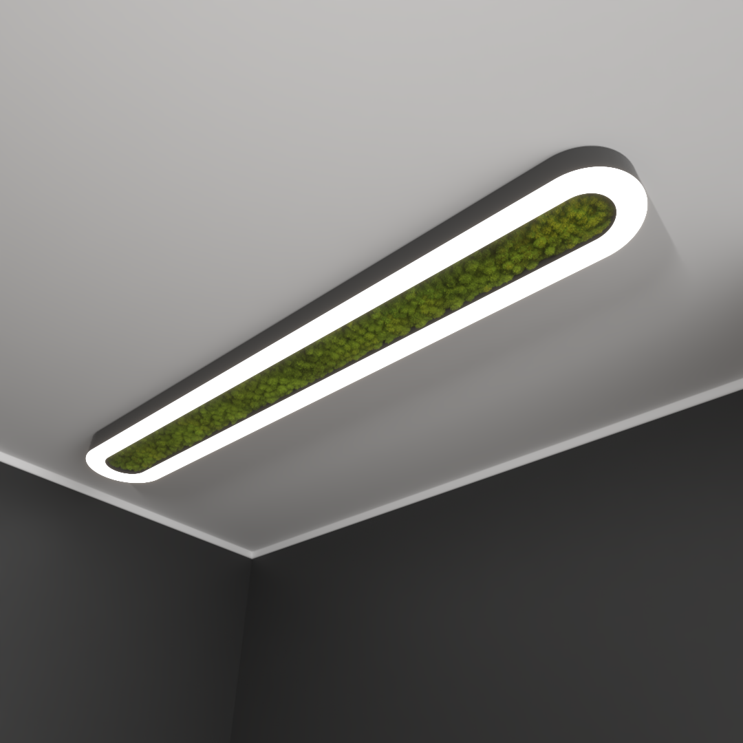 Светильник светодиодный RVE-LBX-MOSS-LARGO-1400-N (Овал с отверстием 1400х350х100мм S80мм 74Вт Накладной 4000К Белый)