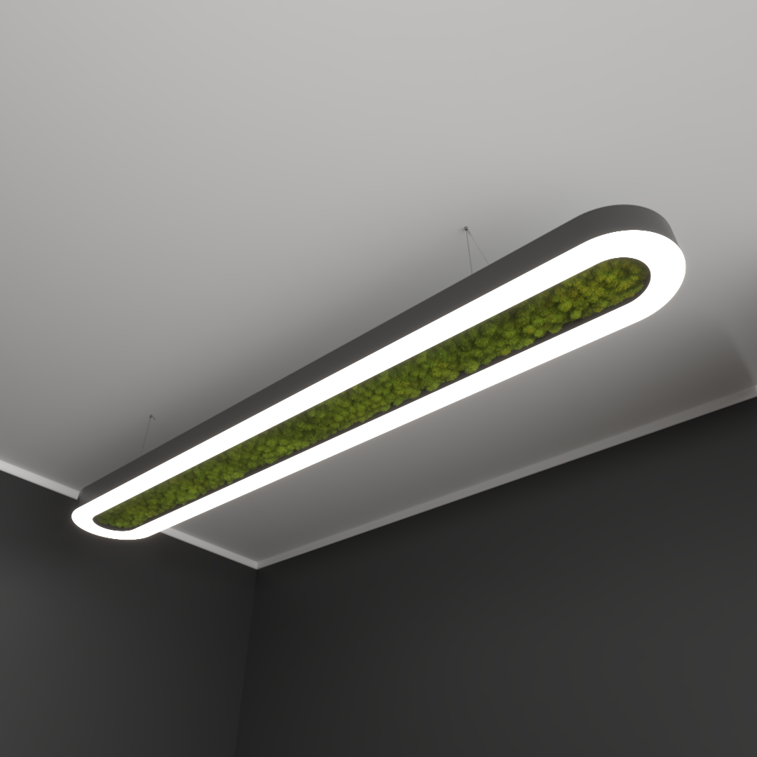 Светильник светодиодный RVE-LBX-MOSS-LARGO-2600-P (Овал с отверстием 2600х350х100мм S80мм 136Вт Подвесной 4000К Белый)