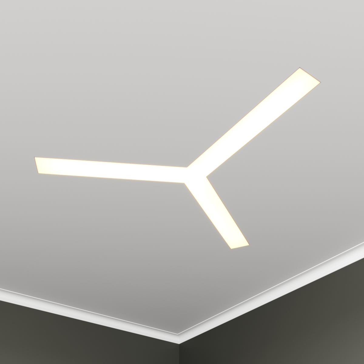 Светильник светодиодный RVE-LBX-TRINITY-1546-VG (Трехлучевой крест 1546х1345х110мм S80мм 64Вт встраиваемый под шпаклевку 4000K Белый)