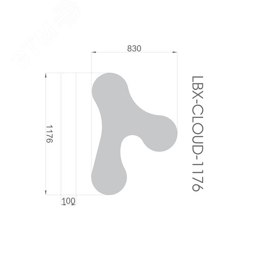 Светильник светодиодный RVE-LBX-CLOUD-1032-P (Облако 1032х346х100мм 41Вт Подвесной 4000К Белый) светильник - фото 7
