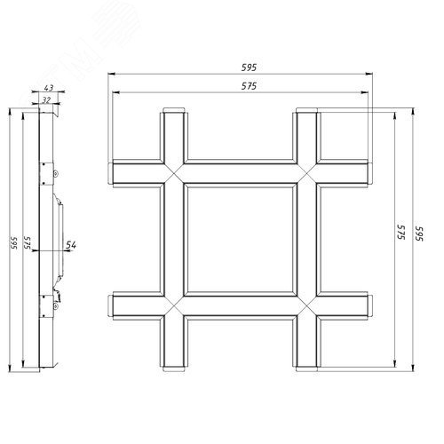 Светильник светодиодный RVE-PLS6332-ALBA-H-595-V (Хештег 595х595х32мм 32Вт Встраиваемый 4000К Белый) - фото 4