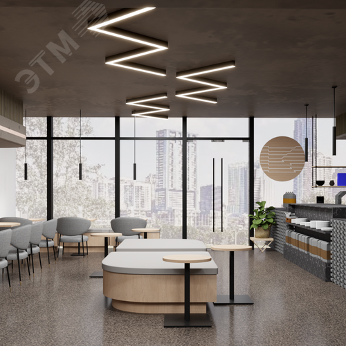 Светильник светодиодный RVE-PLS5070-BARRE-M-684-N (Зигзаг M 684х224х70мм сегмент 267мм 50х70мм 23Вт Накладной 4000К Серый RAL9006 МУАР) - фото 2