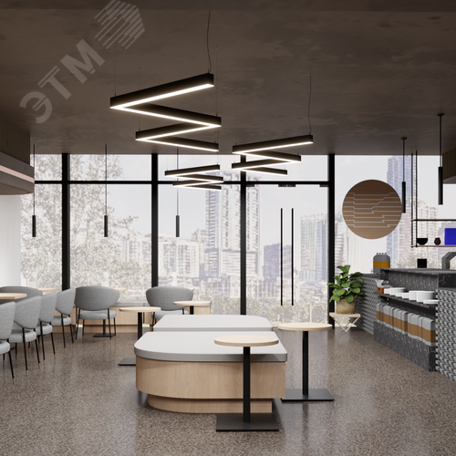 Светильник светодиодный RVE-PLS5070-BARRE-M-2042-P (Зигзаг M 2042х564х70мм сегмент 747мм 50х70мм 75Вт Подвесной 4000К Серый RAL9006 МУАР) - фото 2