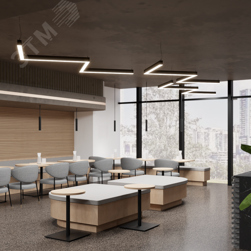 Светильник светодиодный RVE-PLS5070-BARRE-M-2042-P (Зигзаг M 2042х564х70мм сегмент 747мм 50х70мм 75Вт Подвесной 4000К Серый RAL9006 МУАР) - фото 3