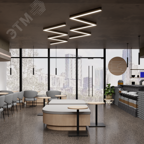 Светильник светодиодный RVE-PLS5070-BARRE-Z-838-N (Зигзаг Z 838х224х70мм сегмент 267мм 50х70мм 29Вт Накладной 4000К Серый RAL9006 МУАР) - фото 2