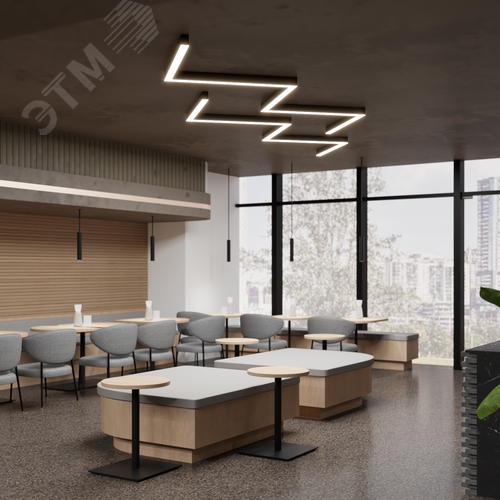 Светильник светодиодный RVE-PLS5070-BARRE-Z-838-N (Зигзаг Z 838х224х70мм сегмент 267мм 50х70мм 29Вт Накладной 4000К Серый RAL9006 МУАР) - фото 3