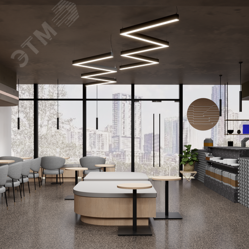 Светильник светодиодный RVE-PLS5070-BARRE-Z-3384-P (Зигзаг Z 3384х733х70мм сегмент 987мм 50х70мм 126Вт Подвесной 4000К Серый RAL9006 МУАР) - фото 2