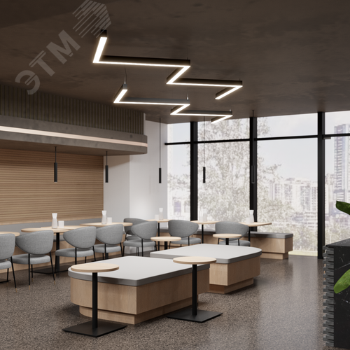 Светильник светодиодный RVE-PLS5070-BARRE-Z-3384-P (Зигзаг Z 3384х733х70мм сегмент 987мм 50х70мм 126Вт Подвесной 4000К Серый RAL9006 МУАР) - фото 3