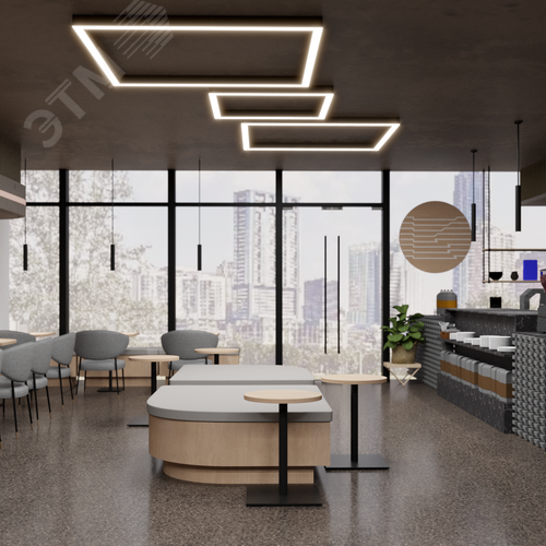 Светильник светодиодный RVE-PLS5070-BOX-1491-N (Квадрат 1491х1491х70мм сегмент 1491мм 50х70мм 157Вт Накладной 4000К Серый RAL9006 МУАР) - фото 2