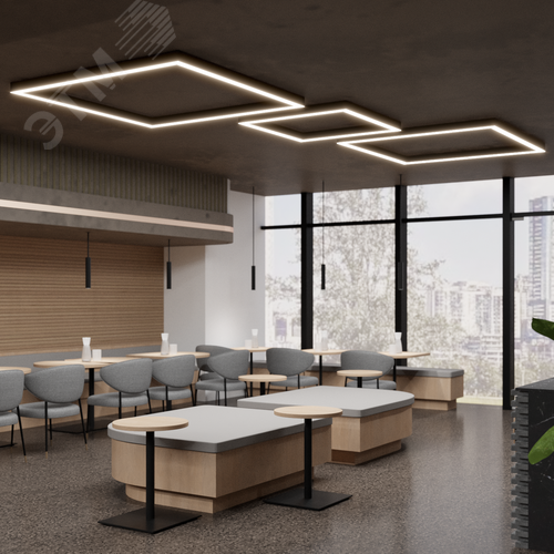 Светильник светодиодный RVE-PLS5070-BOX-1491-N (Квадрат 1491х1491х70мм сегмент 1491мм 50х70мм 157Вт Накладной 4000К Серый RAL9006 МУАР) - фото 3