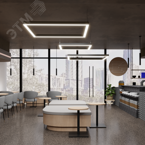 Светильник светодиодный RVE-PLS5070-BOX-1971-P (Квадрат 1971х1971х70мм сегмент 1971мм 50х70мм 209Вт Подвесной 4000К Серый RAL9006 МУАР) - фото 2