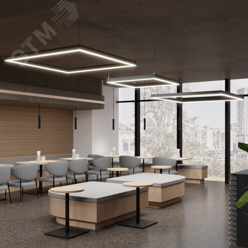 Светильник светодиодный RVE-PLS5070-BOX-1971-P (Квадрат 1971х1971х70мм сегмент 1971мм 50х70мм 209Вт Подвесной 4000К Серый RAL9006 МУАР) - фото 3