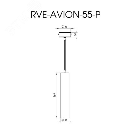 Светильник светодиодный RVE-AVION-55-300-P (Вертикальная труба 300xD55мм 10Вт 15 град Подвесной 4000K CRI90 Черный) - фото 4