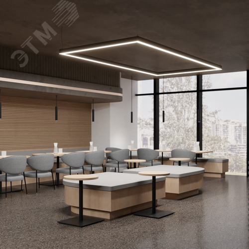 Светильник светодиодный RVE-PLS5070-CUADRO-1011-P (Прямоугольник 1011х531х70мм сегмент 771мм 50х70мм 78Вт Подвесной 4000К Серый RAL9006 МУАР) - фото 2