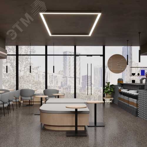 Светильник светодиодный RVE-PLS5070-CUADRO-531-N (Прямоугольник 531х291х70мм сегмент 411мм 50х70мм 39Вт Накладной 4000К Серый RAL9006 МУАР) - фото 3