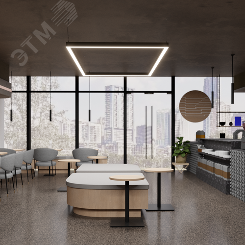 Светильник светодиодный RVE-PLS5070-CUADRO-1011-P (Прямоугольник 1011х531х70мм сегмент 771мм 50х70мм 78Вт Подвесной 4000К Серый RAL9006 МУАР) - фото 3