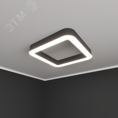 Светильник светодиодный RVE-LBX-HOLE-BOX-SOFT-400-N (Квадрат закругленный с отверстием 400х400х100мм S80мм 32Вт Накладной 4000К Белый) - фото 1