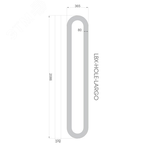 Светильник светодиодный RVE-LBX-HOLE-LARGO-1430-V (Овал с отверстием 1430х380х100мм S80мм 74Вт встраиваемый 4000K Белый) - фото 2