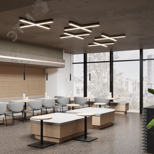 Светильник светодиодный RVE-PLS5070-KRESCENT-1945-N (Крест 1945х1945х70 мм сегмент 973мм 50х70мм 105Вт Накладной 4000К Серый RAL9006 МУАР) - фото 3