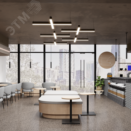 Светильник светодиодный RVE-PLS5070-KRESCENT-1465-P (Крест 1465х1465х70 мм сегмент 733мм 50х70мм 78Вт Подвесной 4000К Серый RAL9006 МУАР) - фото 2