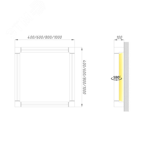 Светильник светодиодный RVE-PLS5050-COMPOSITION-KUAD-400-N (Бра квадрат 400х400х100мм 50х50мм 24Вт Накладной 4000K черный) - фото 4